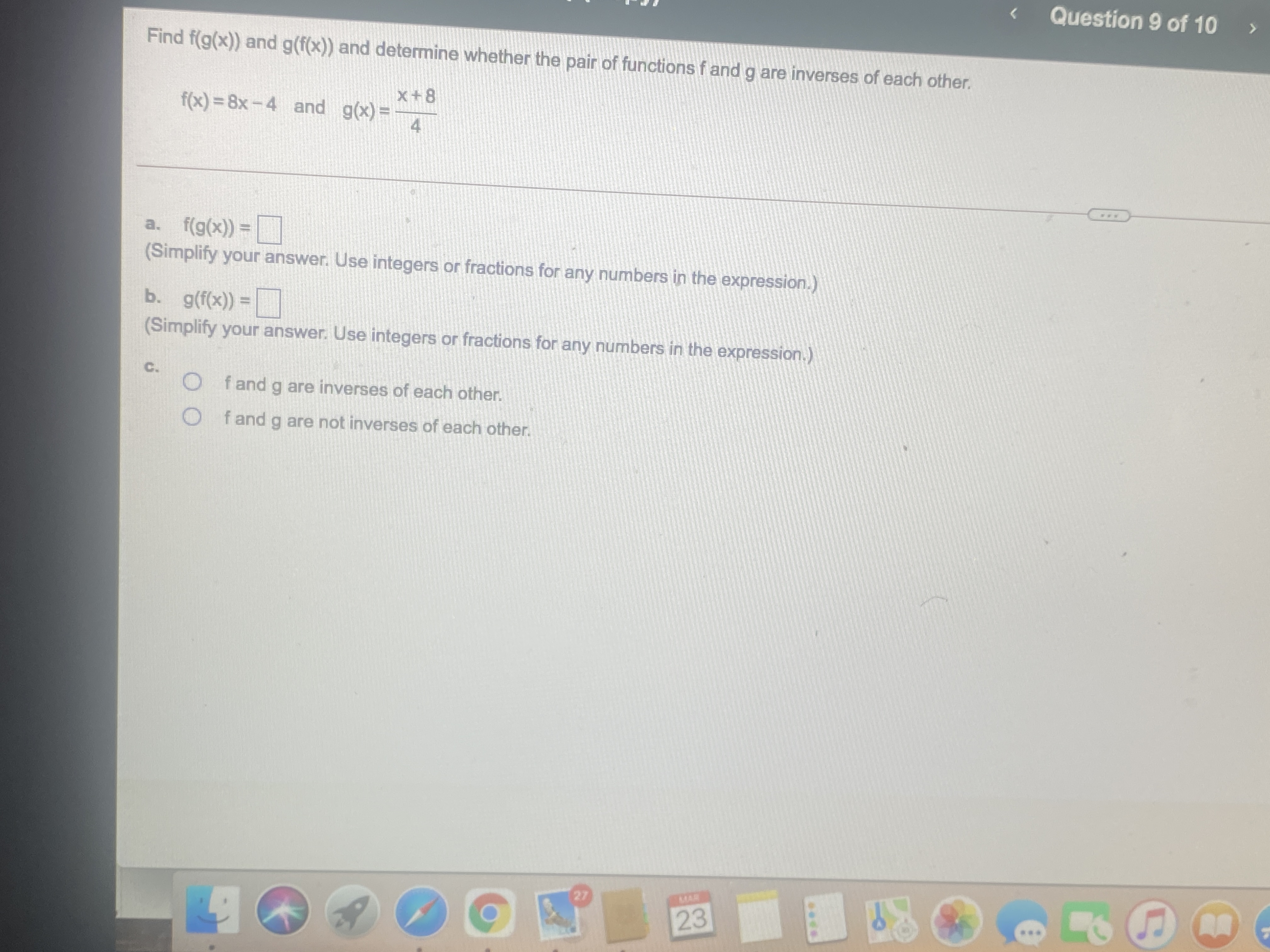 Questic Evaluate the function f(x) = X at the