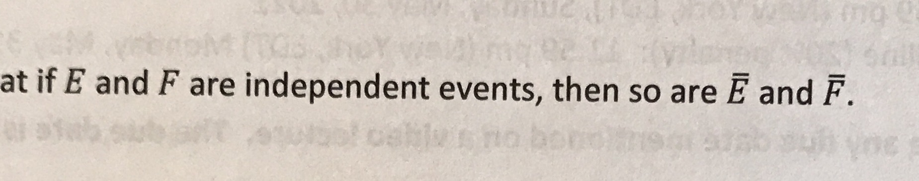 Discrete Math Show if E and F are independent