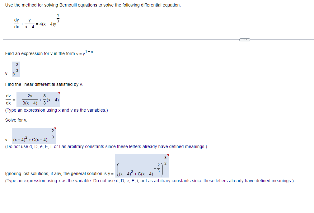 Use the method for solving Bernoulli equations to