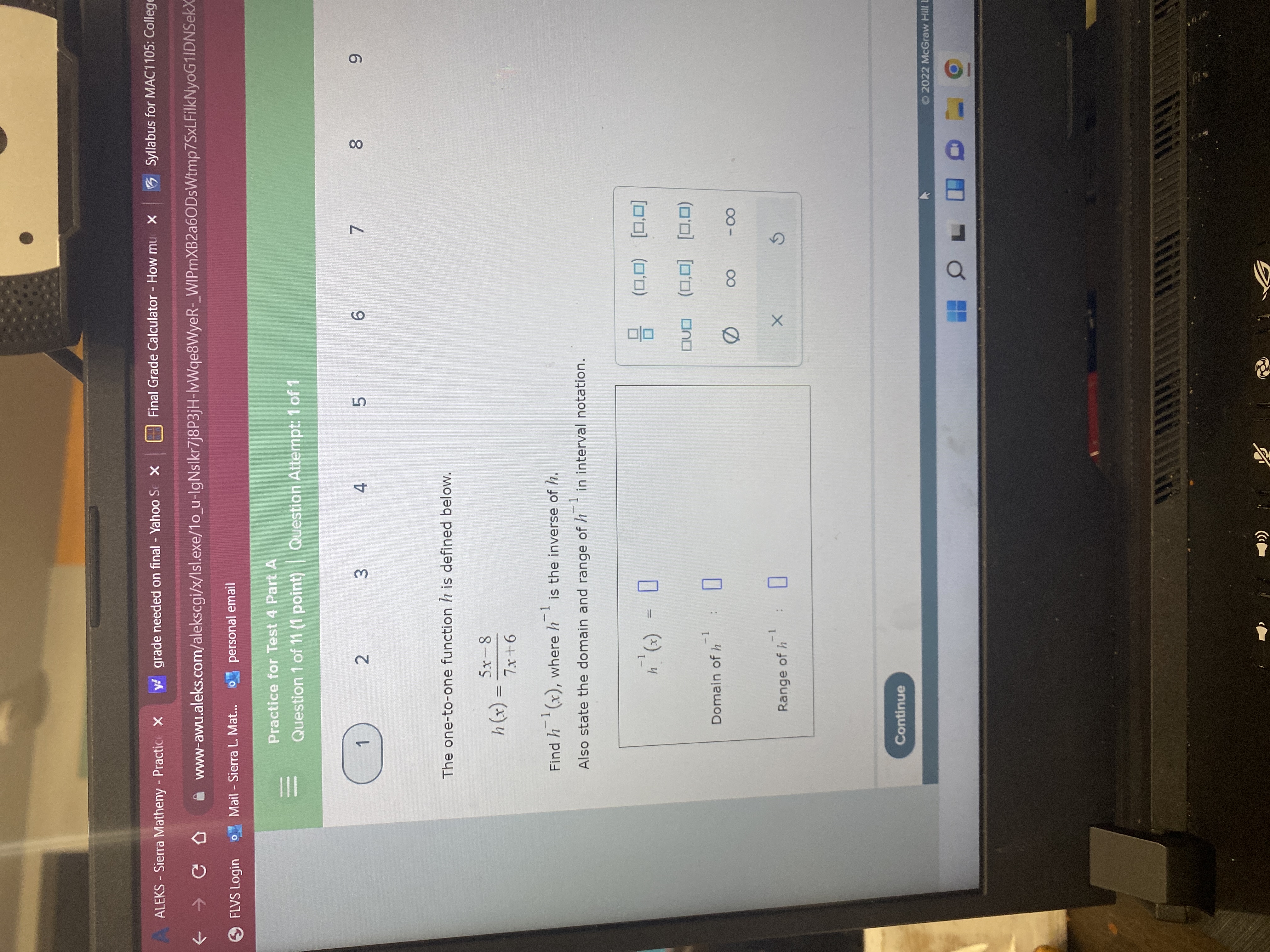 ALEKS - Sierra Matheny - Practice x y' grade