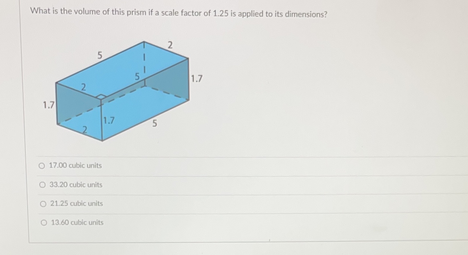 What is the volume of this prism if a scale