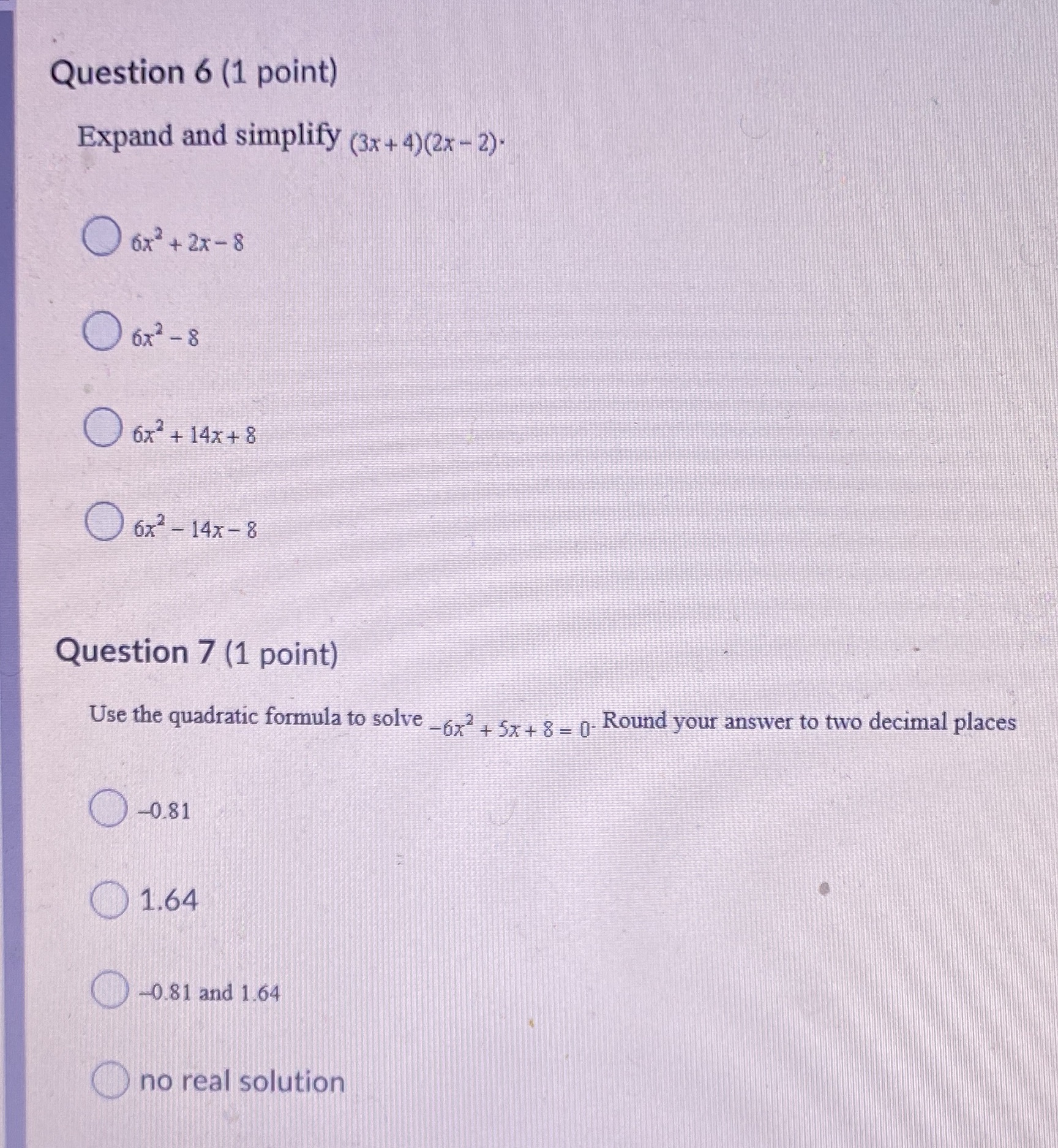 Which of these is the correct answer for each?