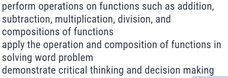 perform operations on functions such as addition,