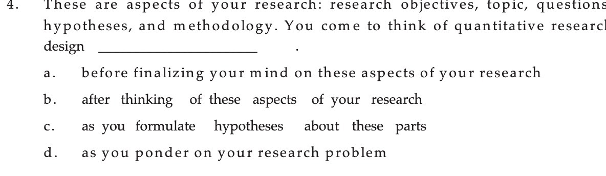 4. These are aspects of your research: research