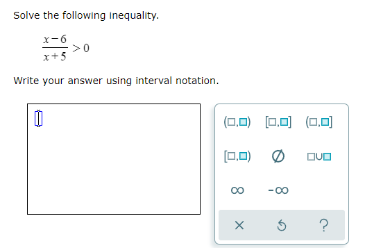 question 1 Solve the following inequality. (x -