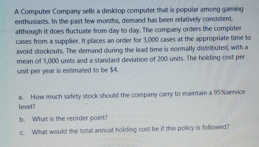 distribution A Computer Company sells a desktop