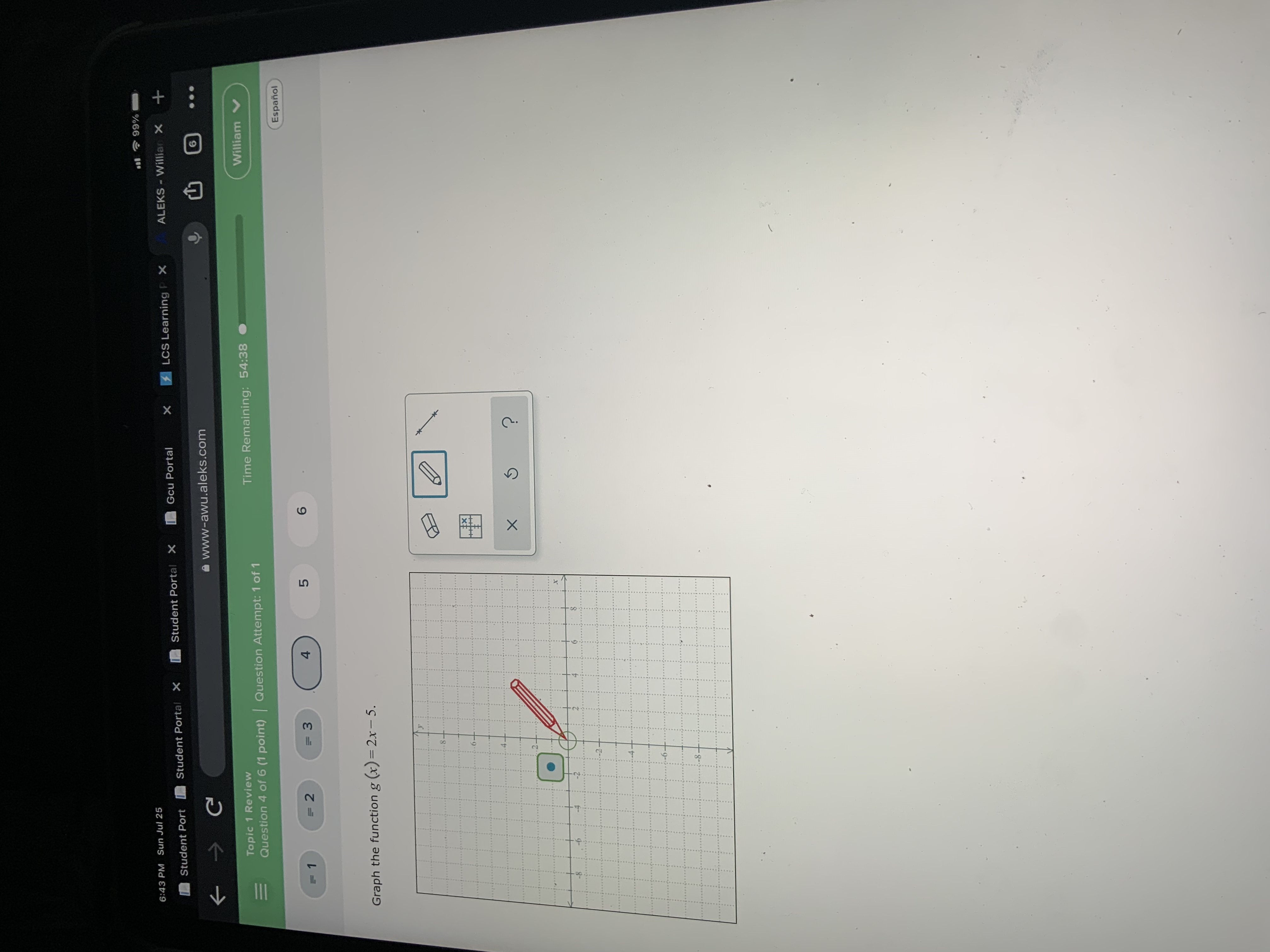 6:43 PM Sun Jul 25 .8 99% Student Port |] Student