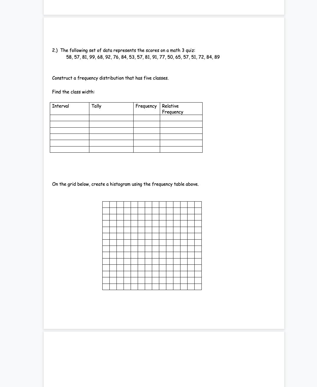 FCRM Name: Constructing Frequency Distributions