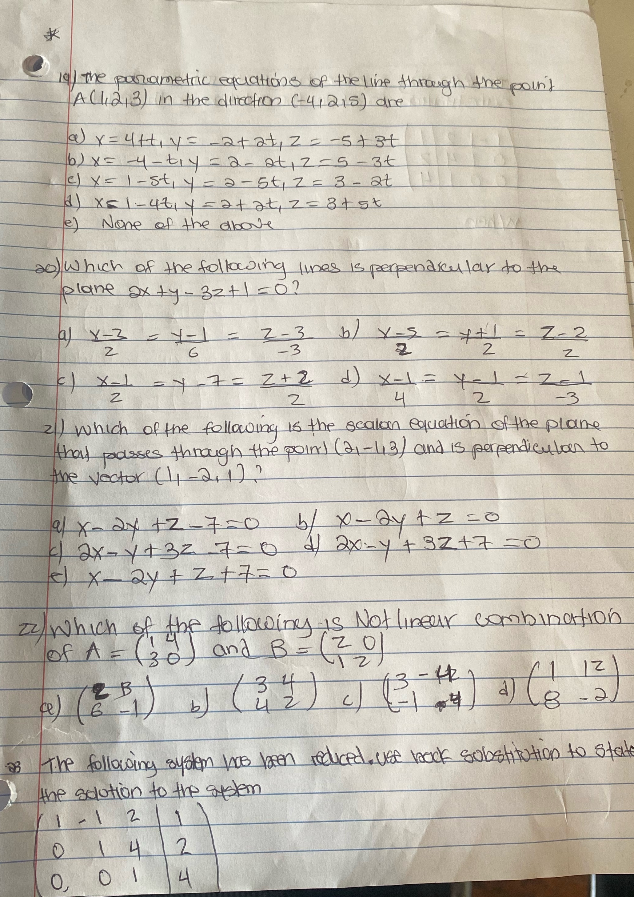 19 / The parametric, equations of the line
