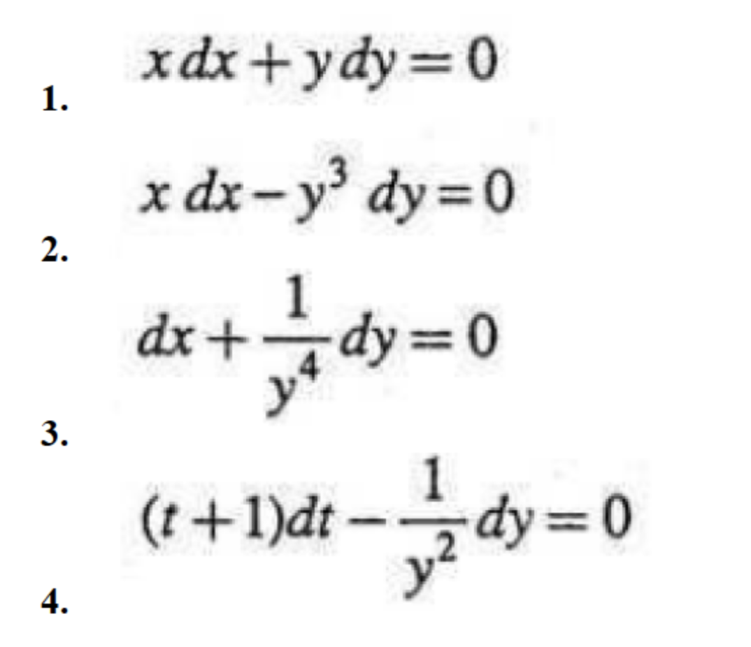 solve the following Separable First Order