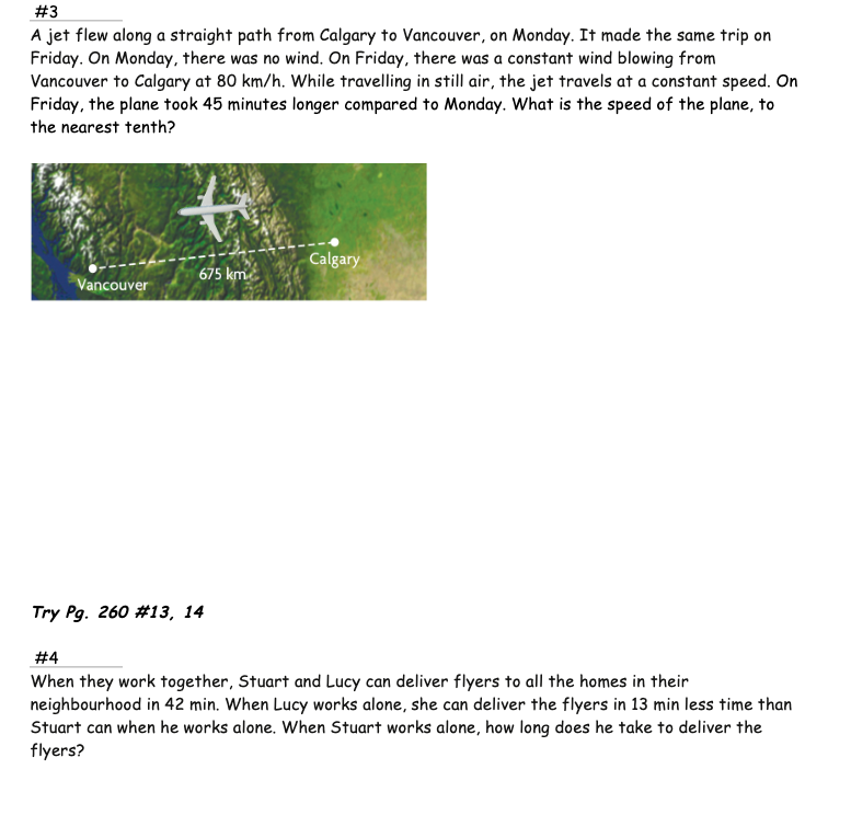 #3 A jet flew along a straight path from Calgary