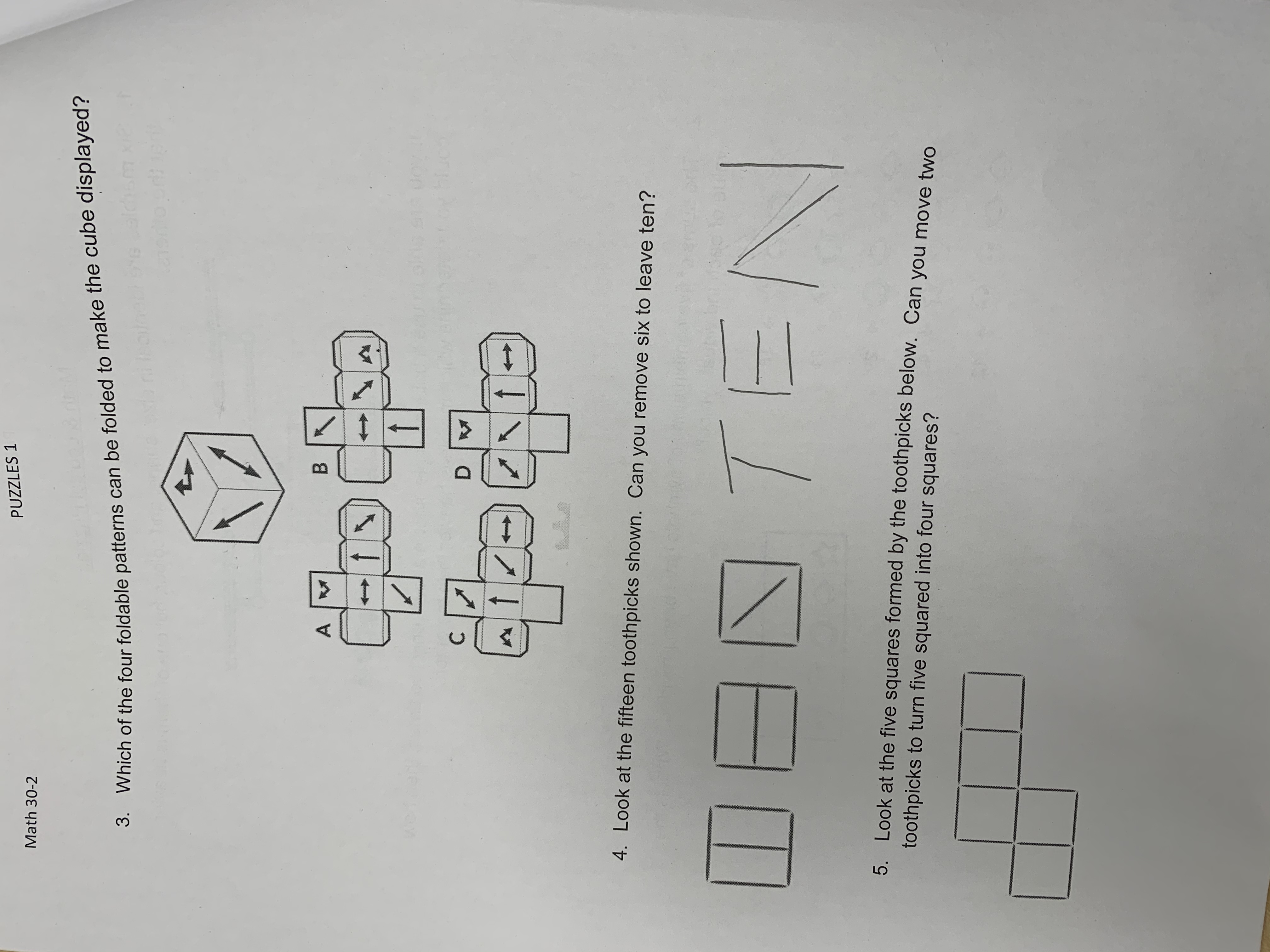 Math 30-2, Logical Puzzles assignment PUZZLES 1