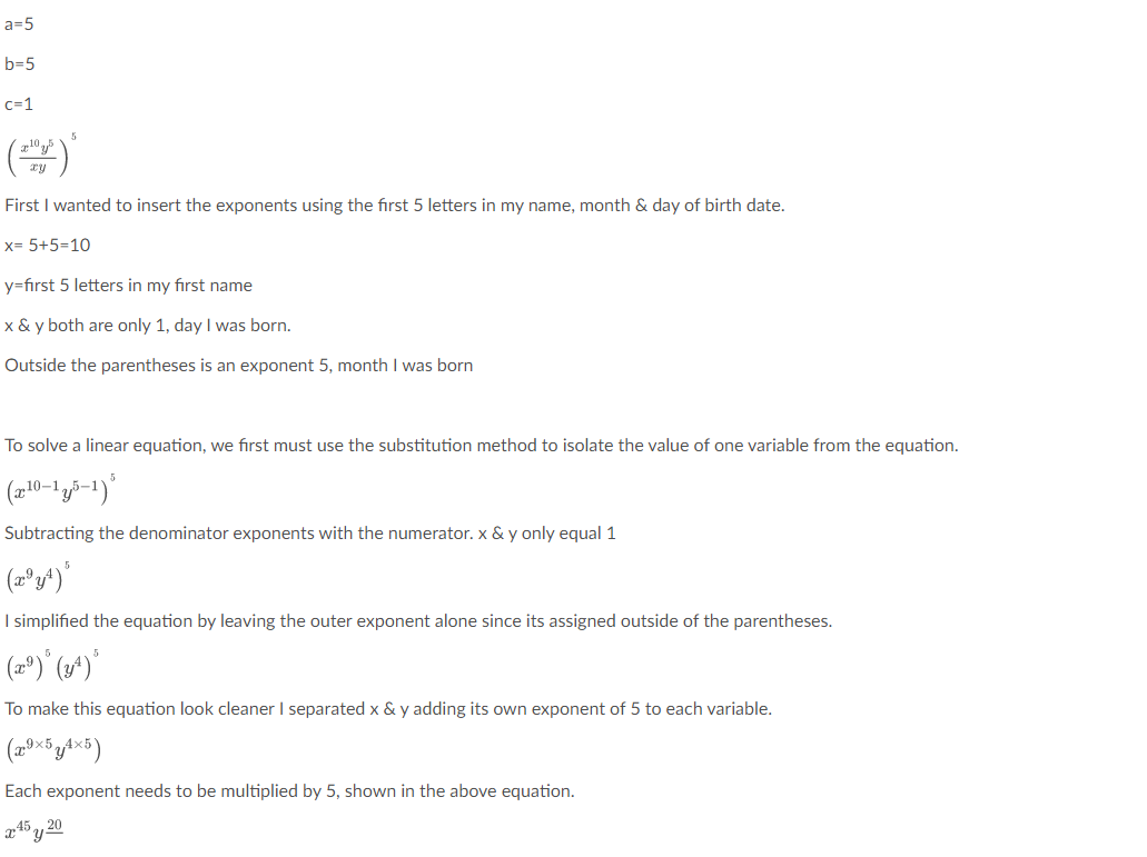 a=5 b=5 C=1 ry First I wanted to insert the