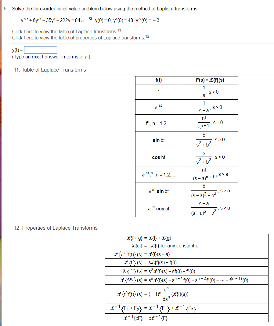 5. Solve for Y(s), the Laplace transform of the