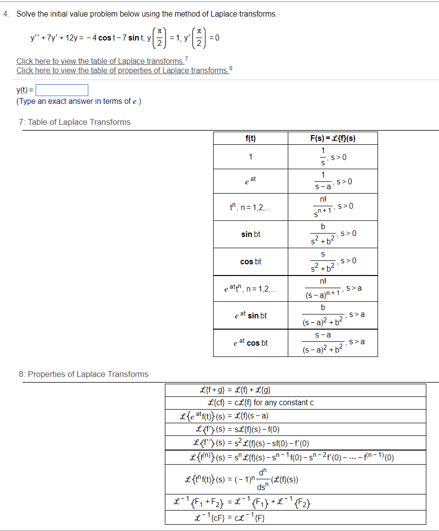 5. Solve for Y(s), the Laplace transform of the