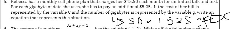 5. Rebecca has a monthly cell phone plan that