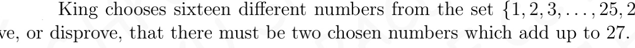 _ King chooses sixteen different numbers from the