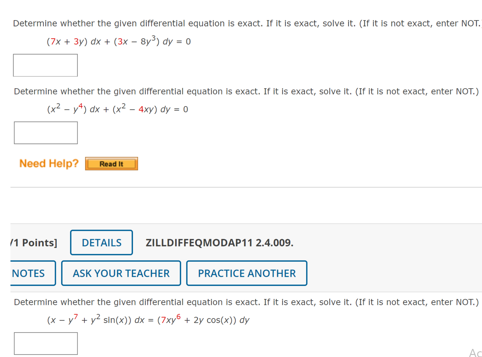 Determine whether the given differential equation