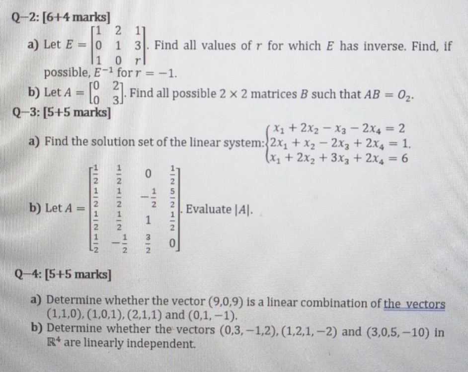 Try to solve these questions please Q 2: [6+4