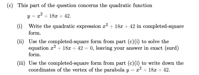 (c) This part of the question concerns the