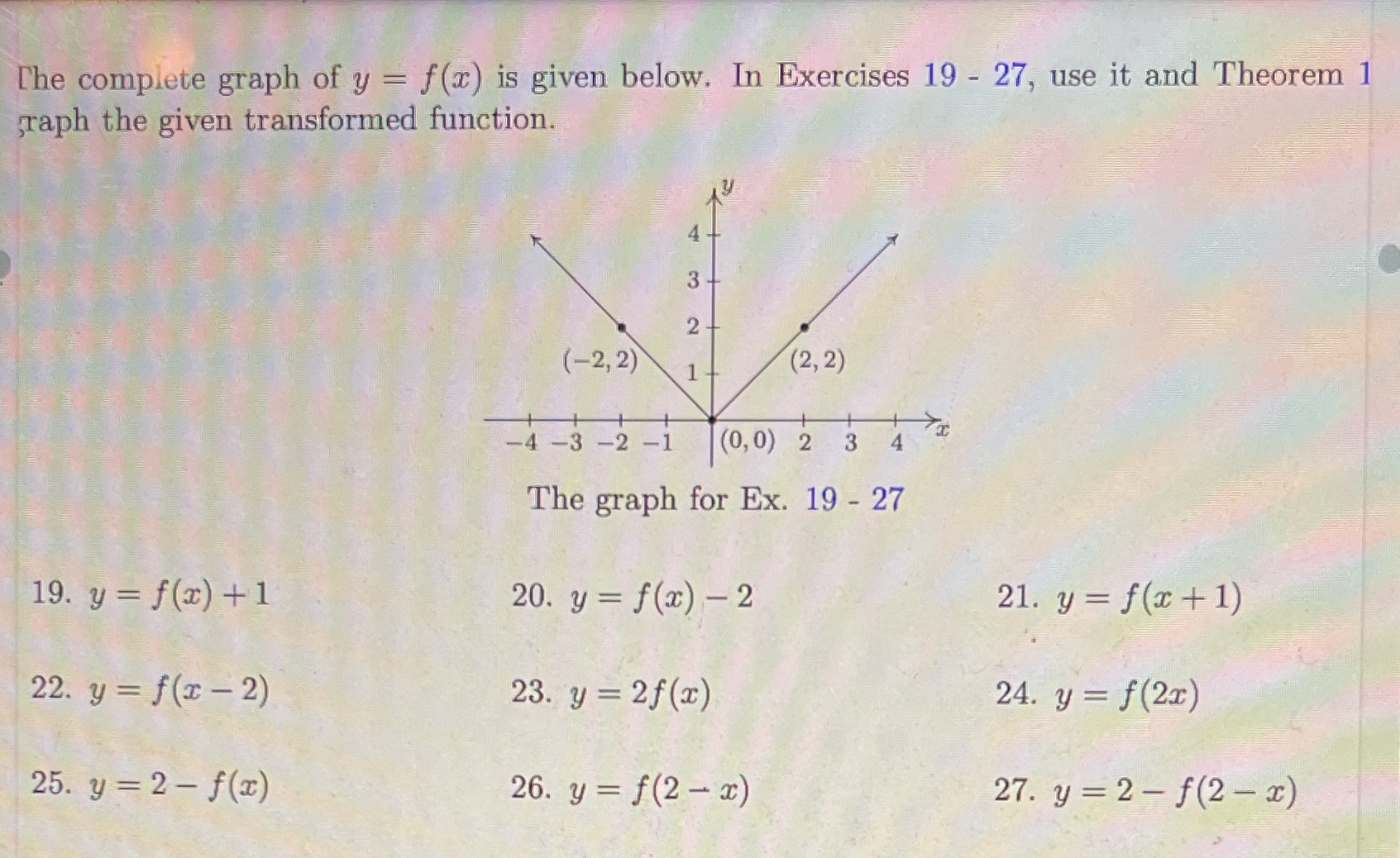 Questions 24 and 26 The complete graph of y =