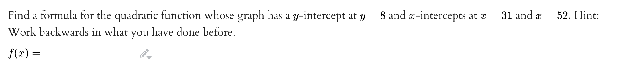 Writing Quadratics INFO ITEMS . . n above. It has