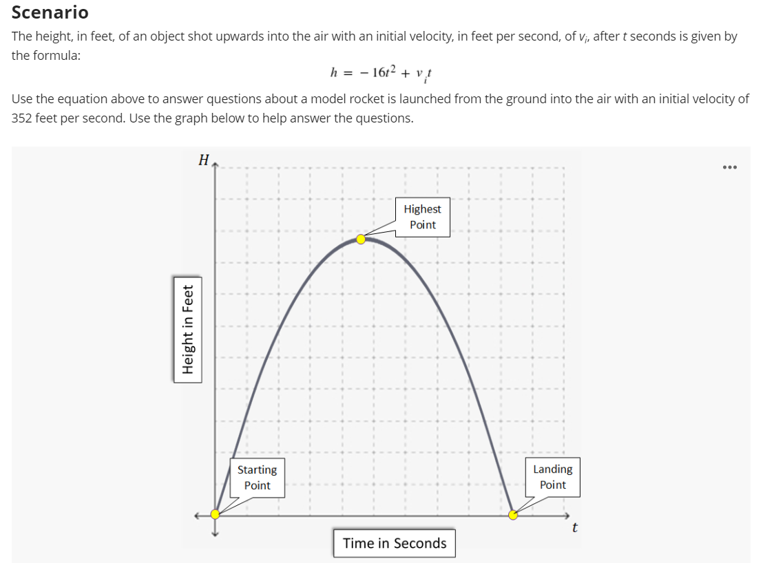 Scenario The height, in feet, of an object shot