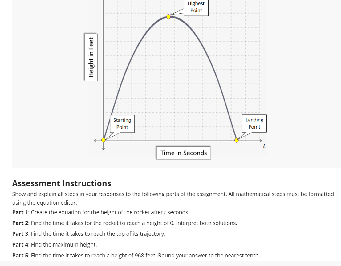 Scenario The height, in feet, of an object shot