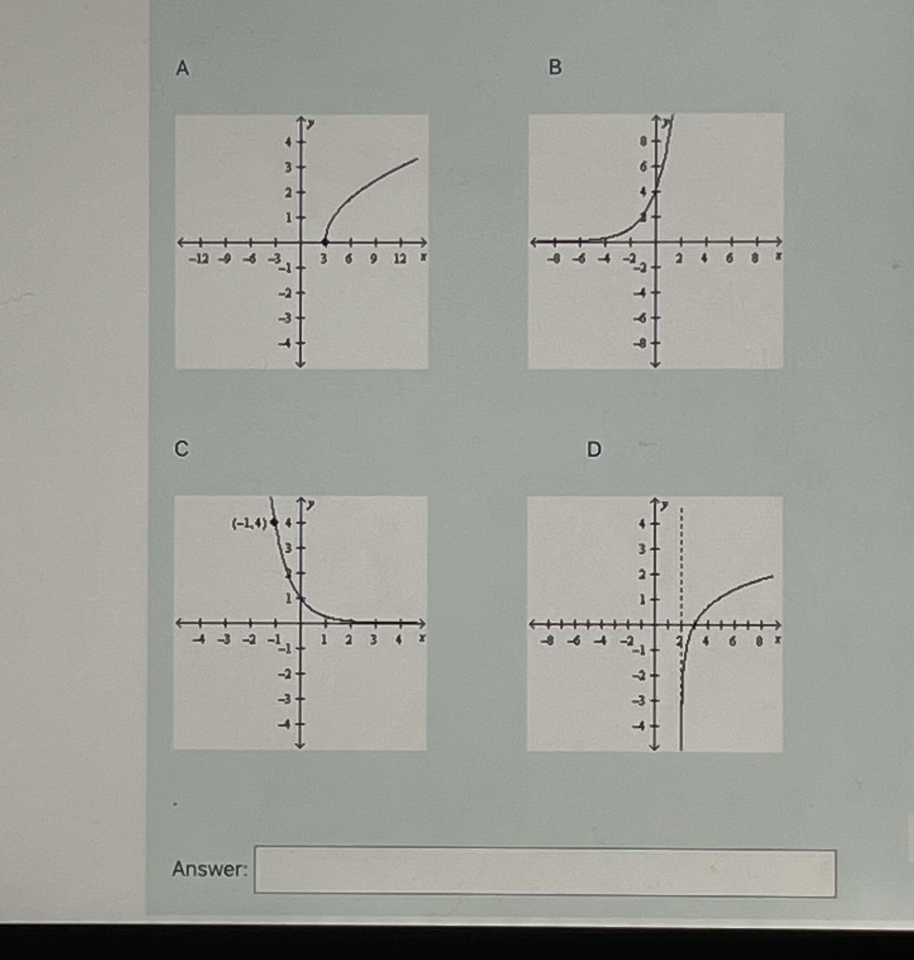 138 Match each graph to the corresponding number