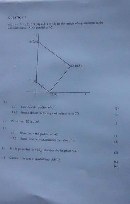Analytical Geometry QUESTION 1 ACD . .). Bru: 31