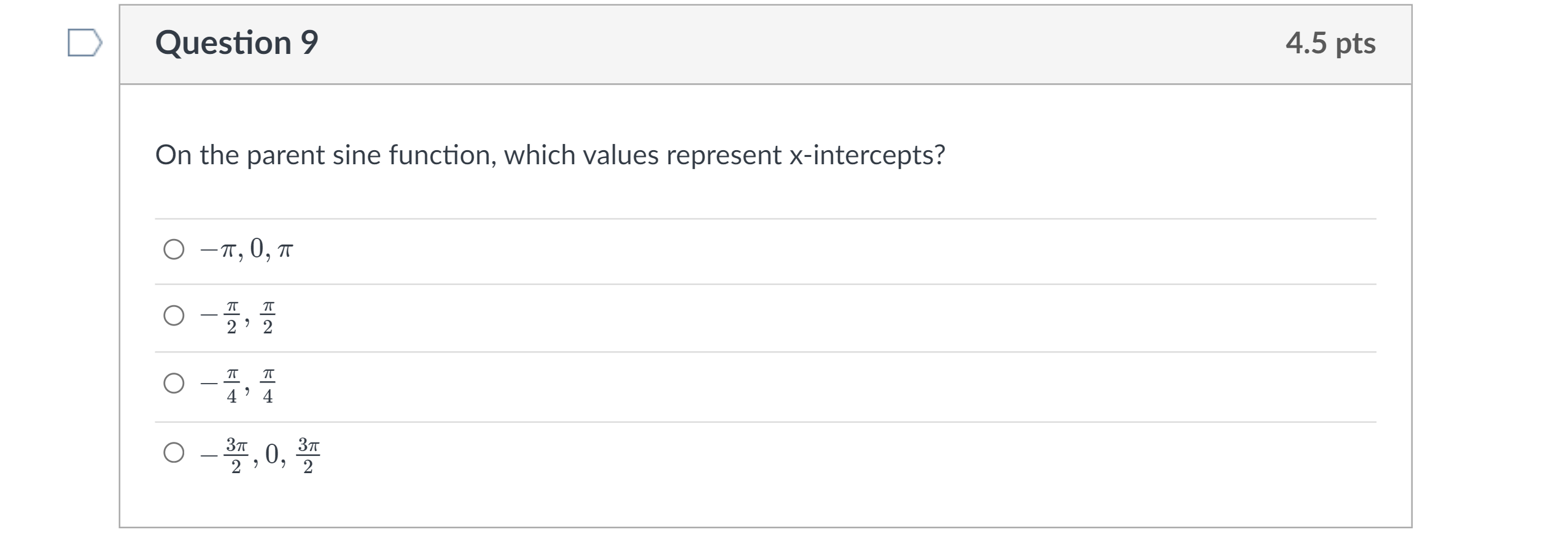 Question 1 4.5 pts The reference angle for an
