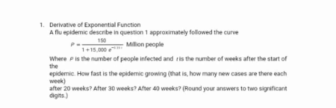 1. Derivative of Exponential Function A flu