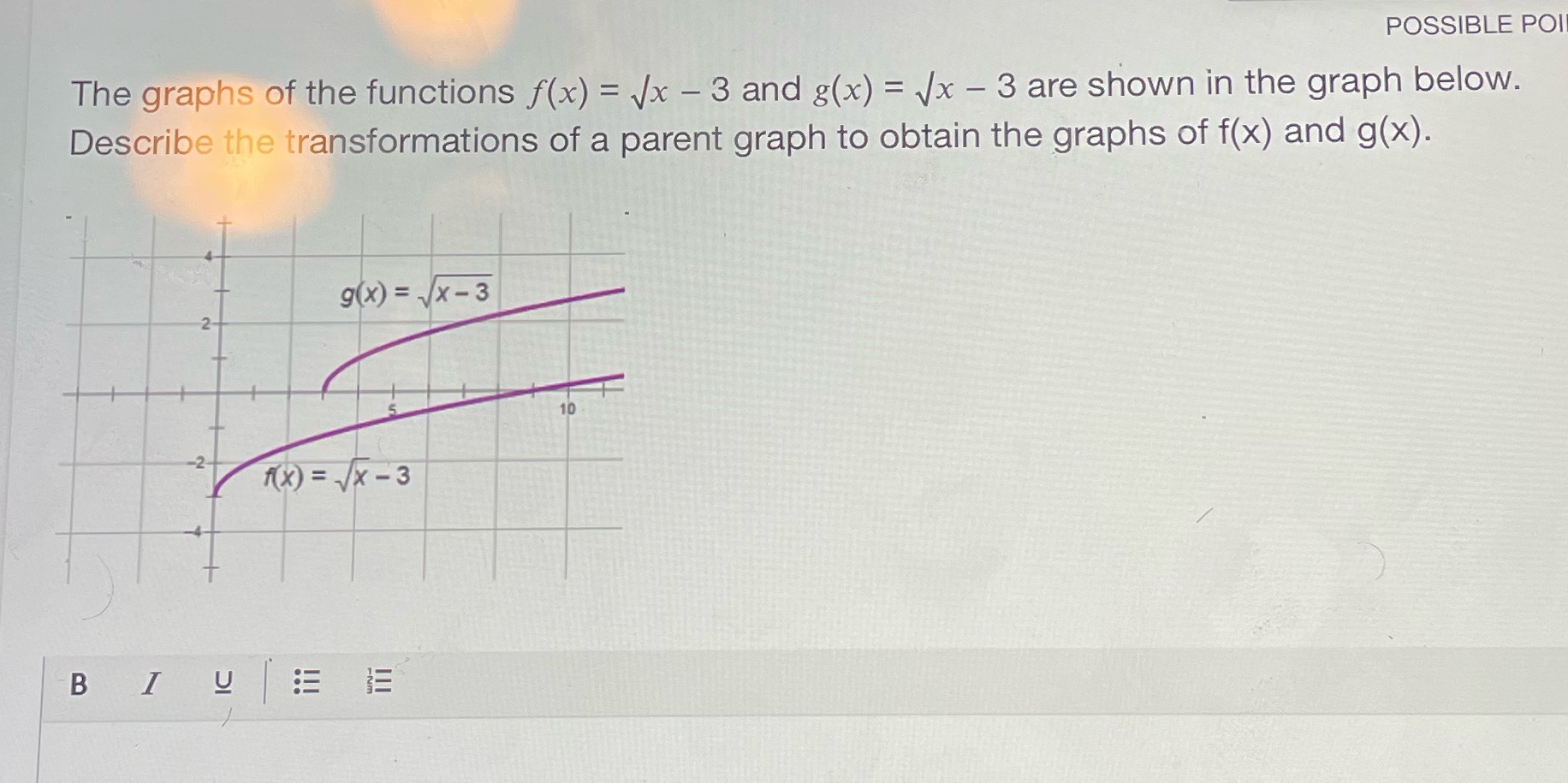 POSSIBLE POI The graphs of the functions f(x) =