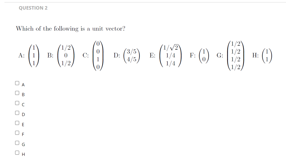 QUESTION 1 Find the norm of the vector 10v where