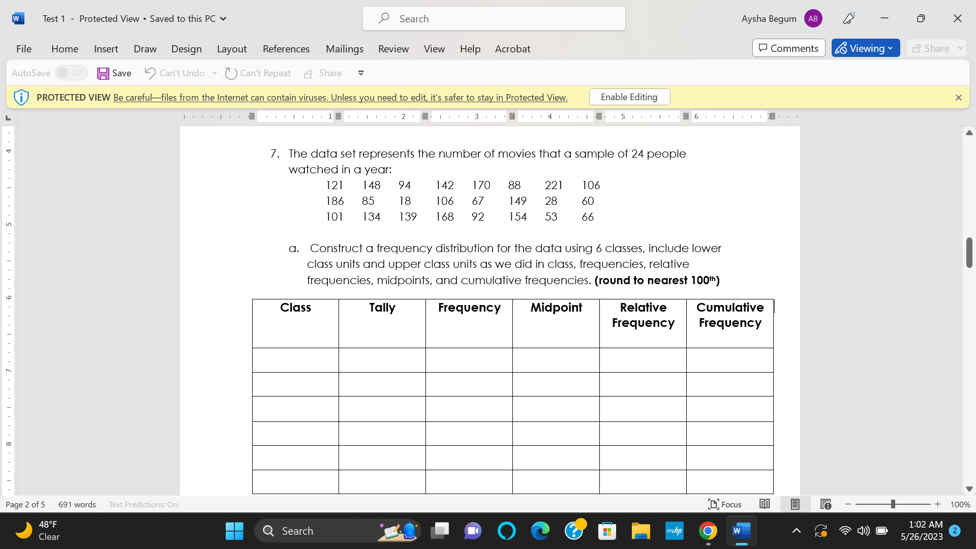 m Test1 , Protected View - Saved to this PC v P