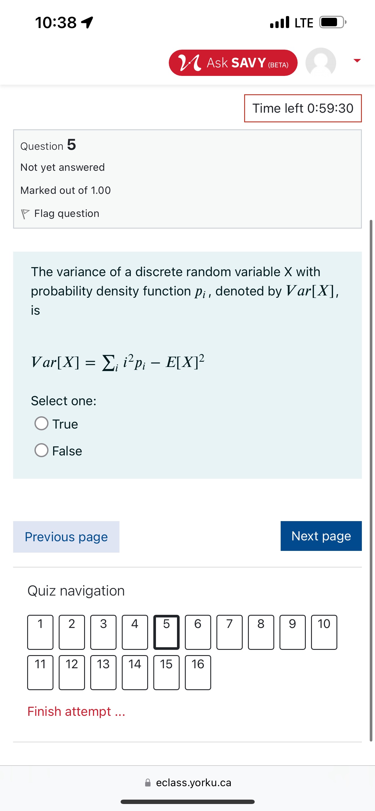 10:38 4 .III LTE (E) v / Tests / Test3 Time left