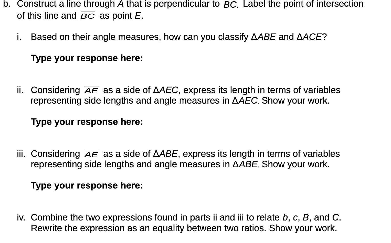 b. Construct a line through A that is