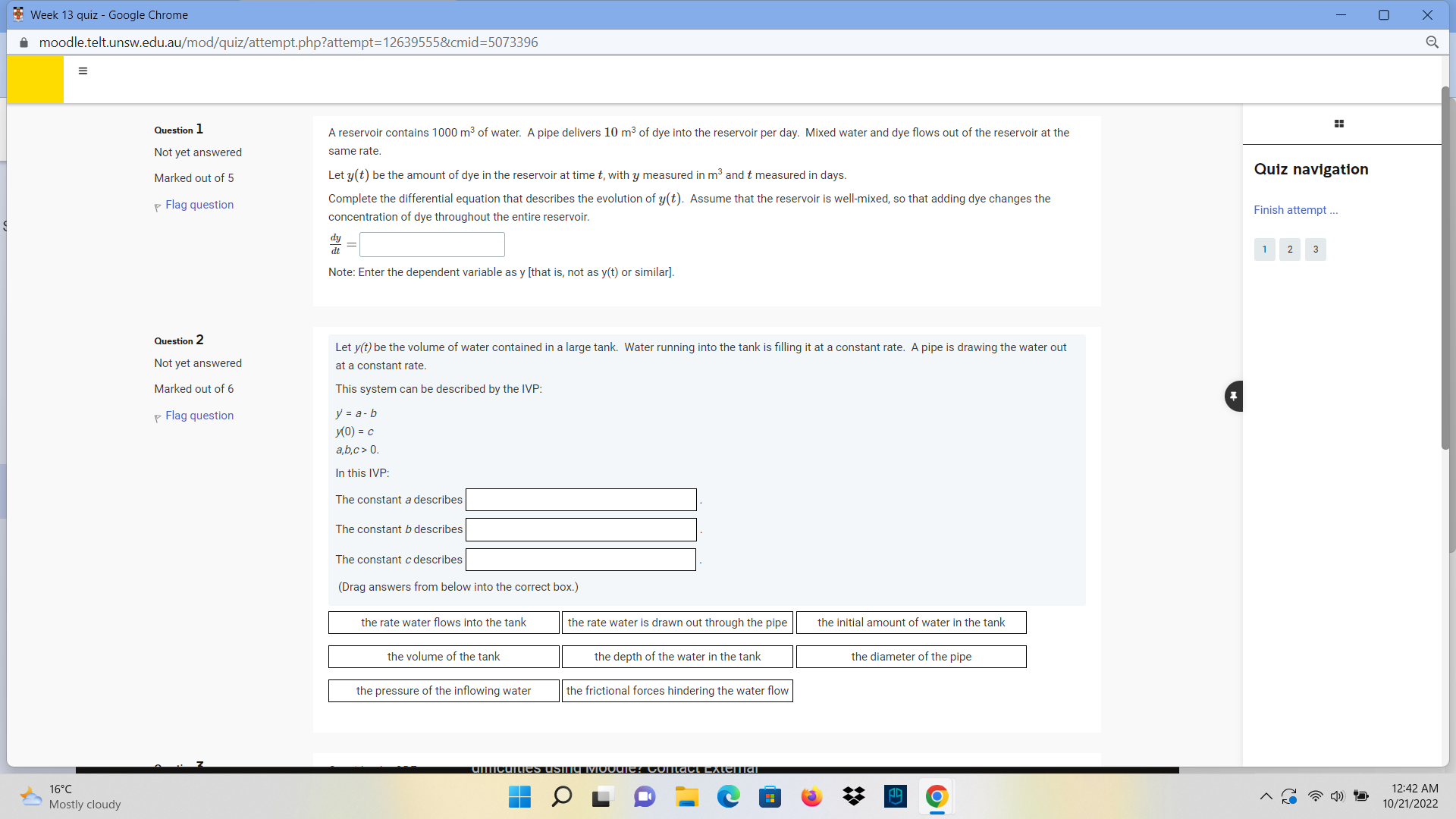 Week 13 quiz - Google Chrome - 0 X