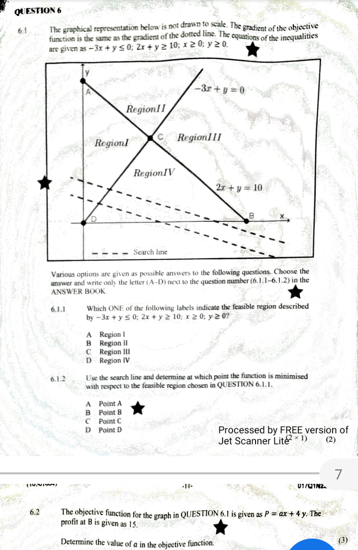 QUESTION 6 61 The graphical representation below