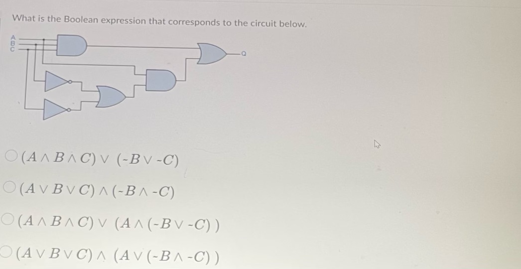 What is the Boolean expression that corresponds
