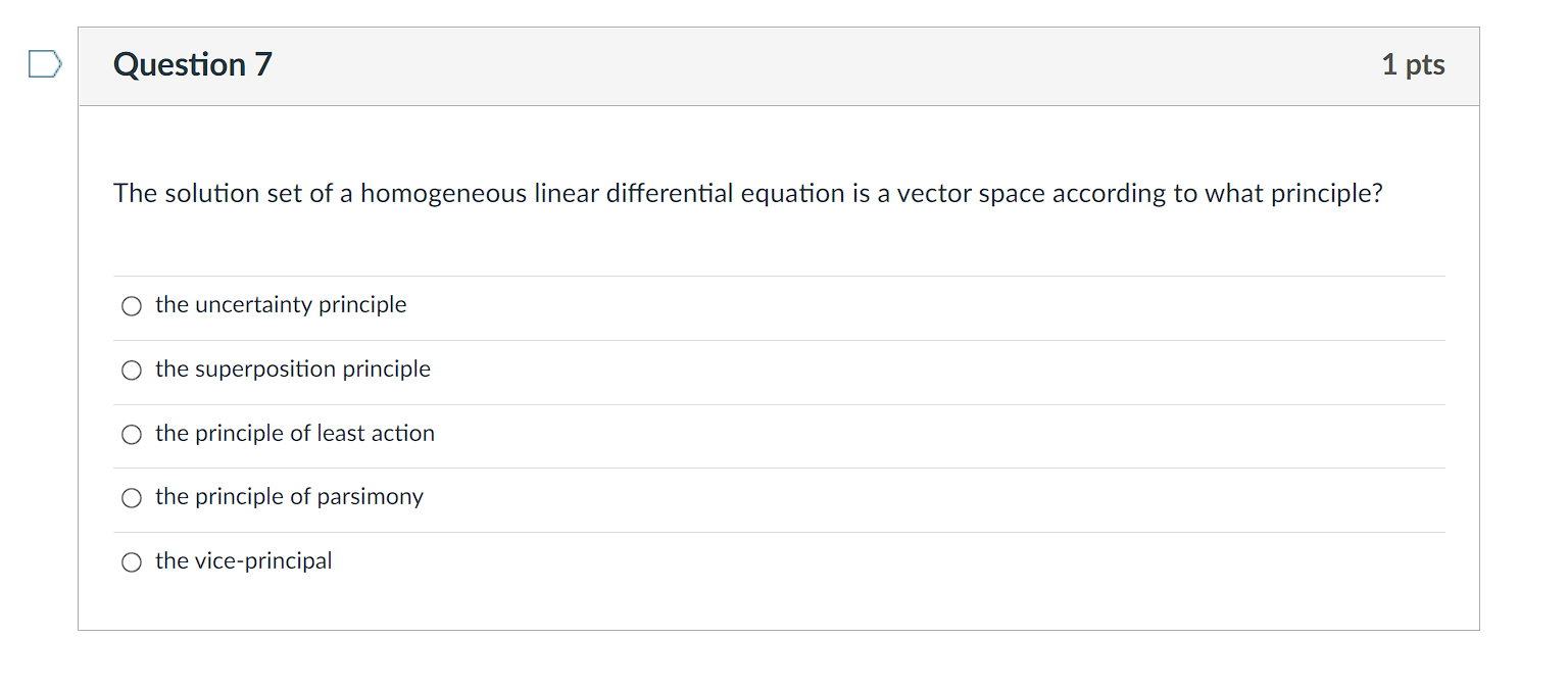 D Question 7 1 pts The solution set of a