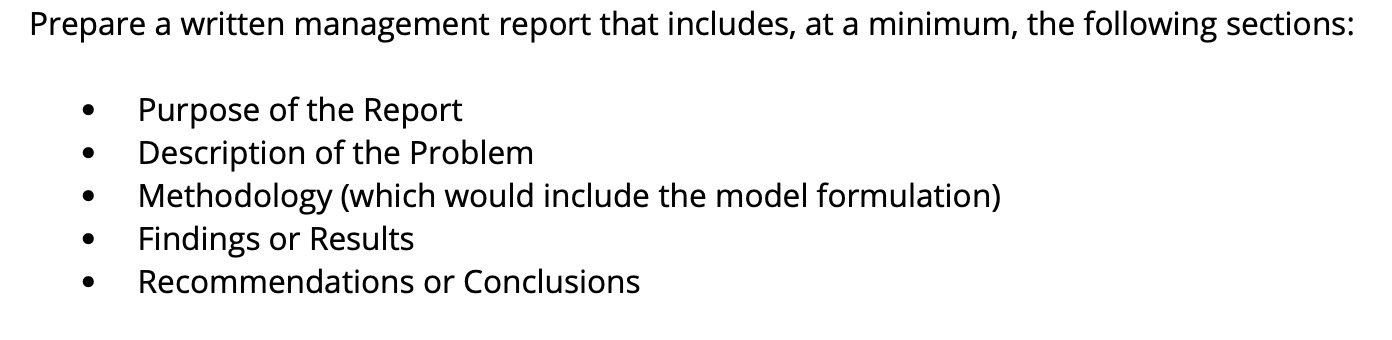 Prepare a written management report that