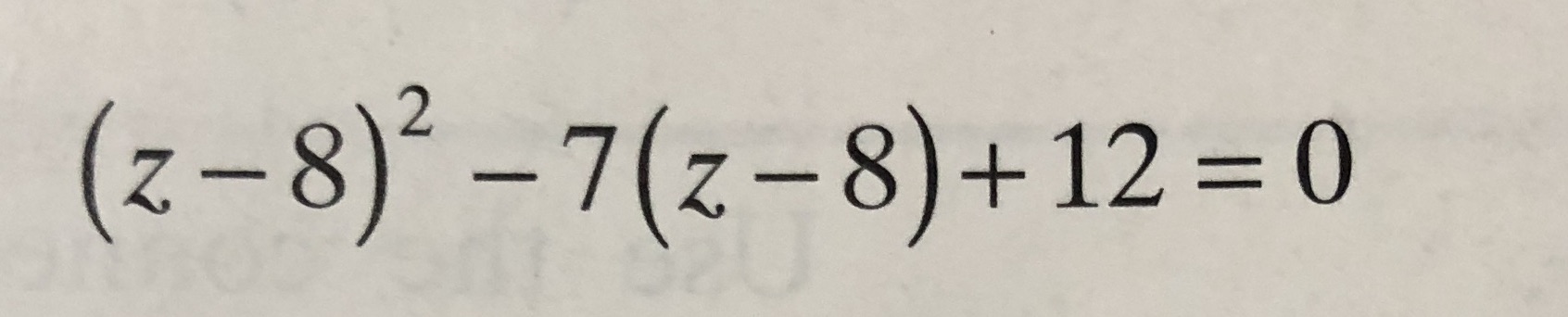 Solve the following quadratic-like equation Z - 8