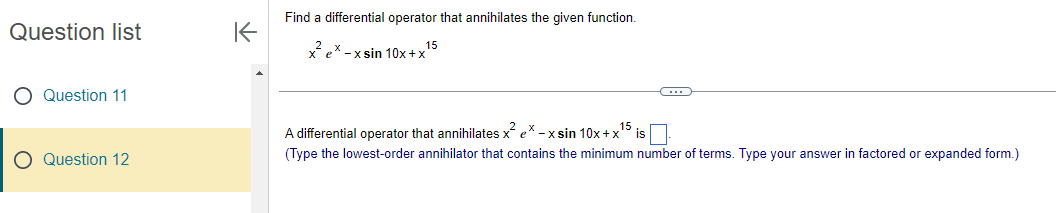 Find a differential operator that annihilates the