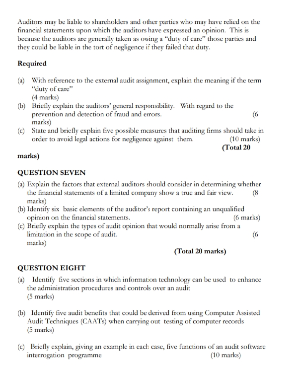 CP2 Aud Answer quesstions 6 to 8 Auditors may be