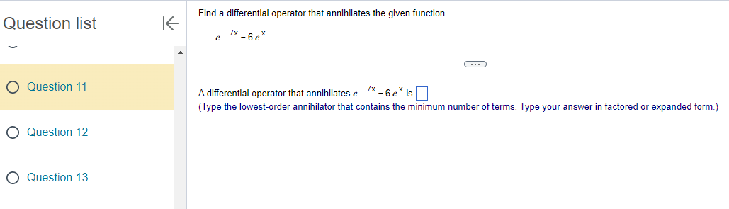 Find a differential operator that annihilates the
