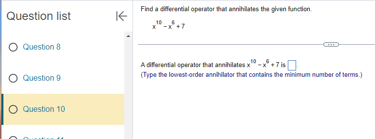 Find a differential operator that annihilates the