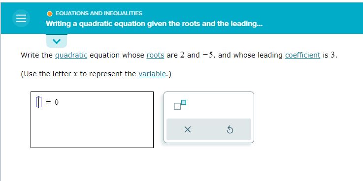module is equations and inequalities, topic is