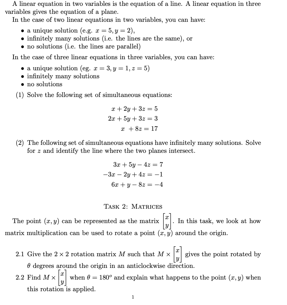 A linear equation in two variables is the