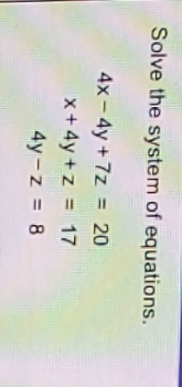 Question I Solve the system of equations. 4x - 4y